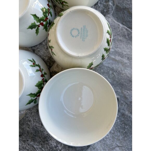 Set Of 5 Vintage Marthaware Christmas Holly Berry Design Bowls - Picture 9 of 10